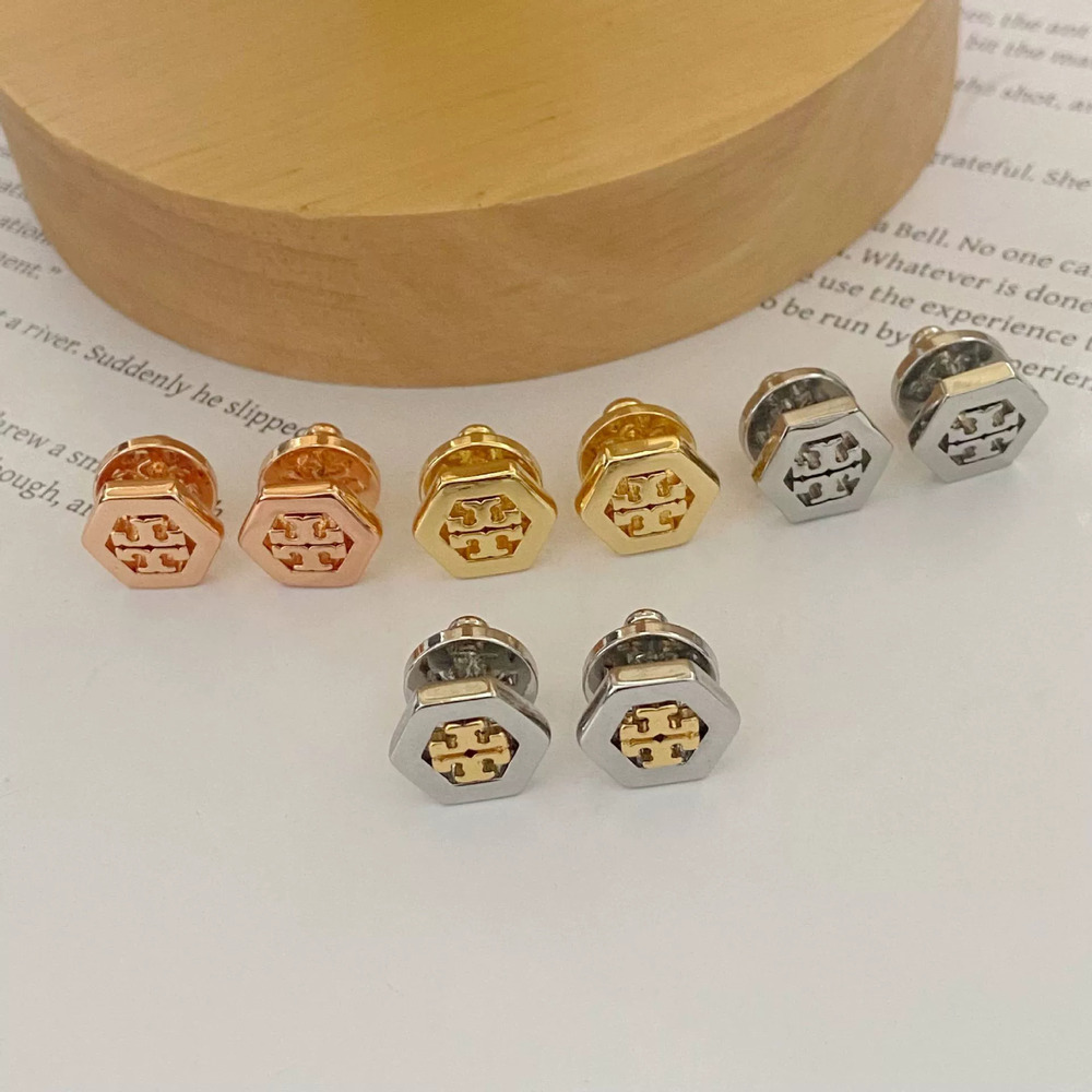 Tory Burch Hexagon Letter Metal Studs